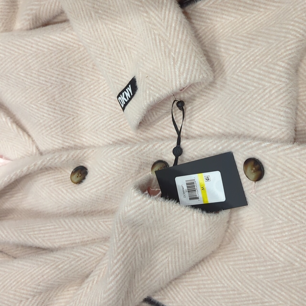 NWT DKNY Button up Walker Coat cream and pink Chevron pattern - Picture 7 of 11
